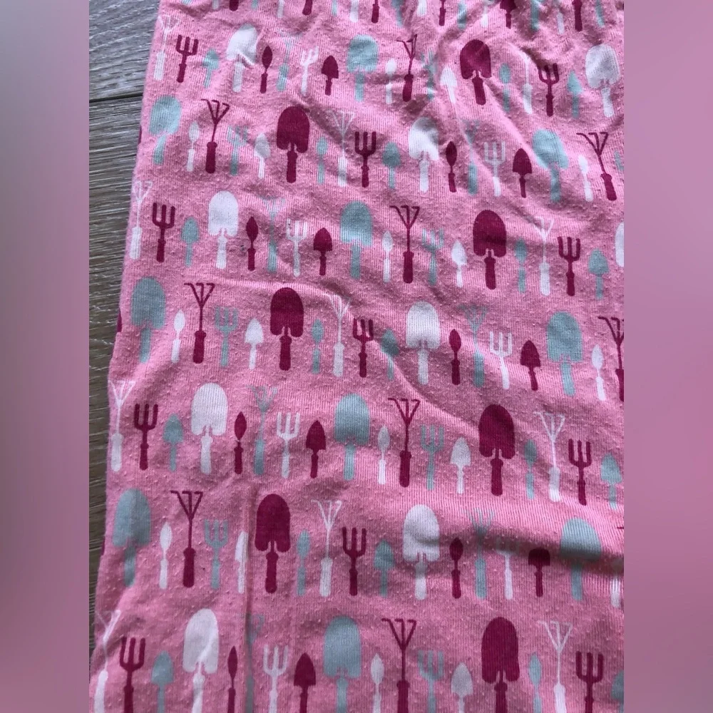 Kickee Pants Pink pajama set with garden tools 10